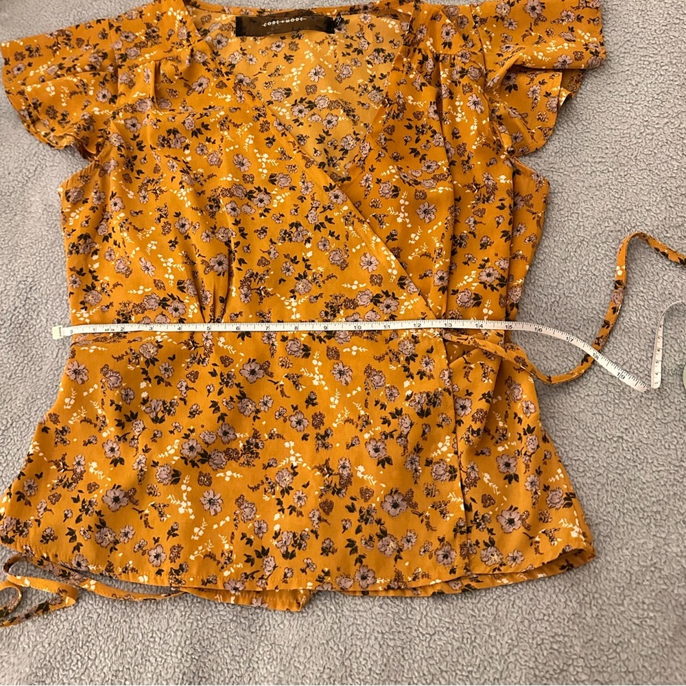 Codex Mode Flutter Sleeve Peplum Wrap Blouse - image 5